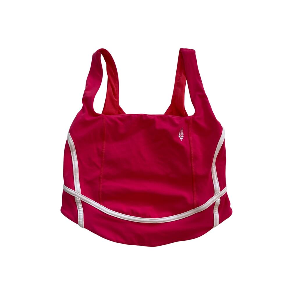FP Movement by Free People Pink Racerback Tank with White Trim